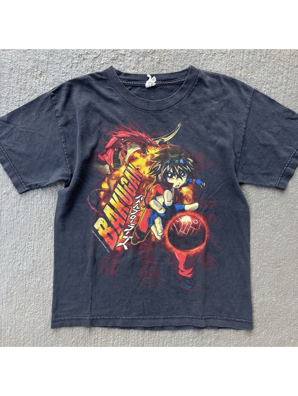 Vintage 2000s Bakugan Anime Shirt YOUTH Large Faded Black